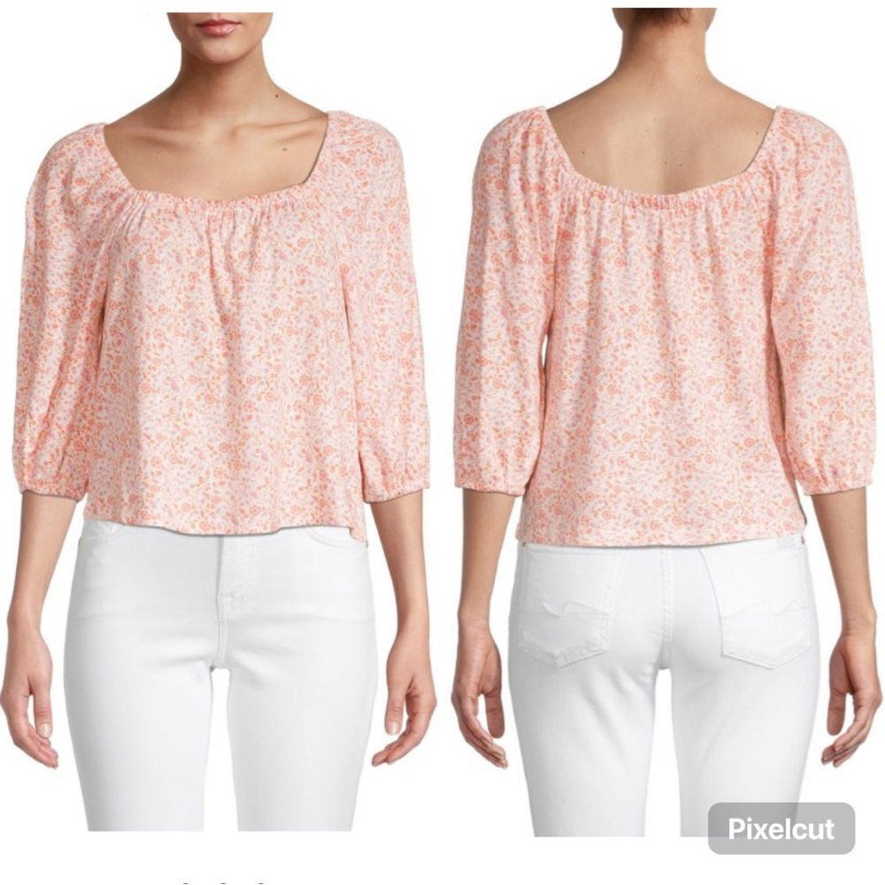 Sanctuary Chloe Floral Print Squareneck Flowy‎ Crop Coquette Top Size Small